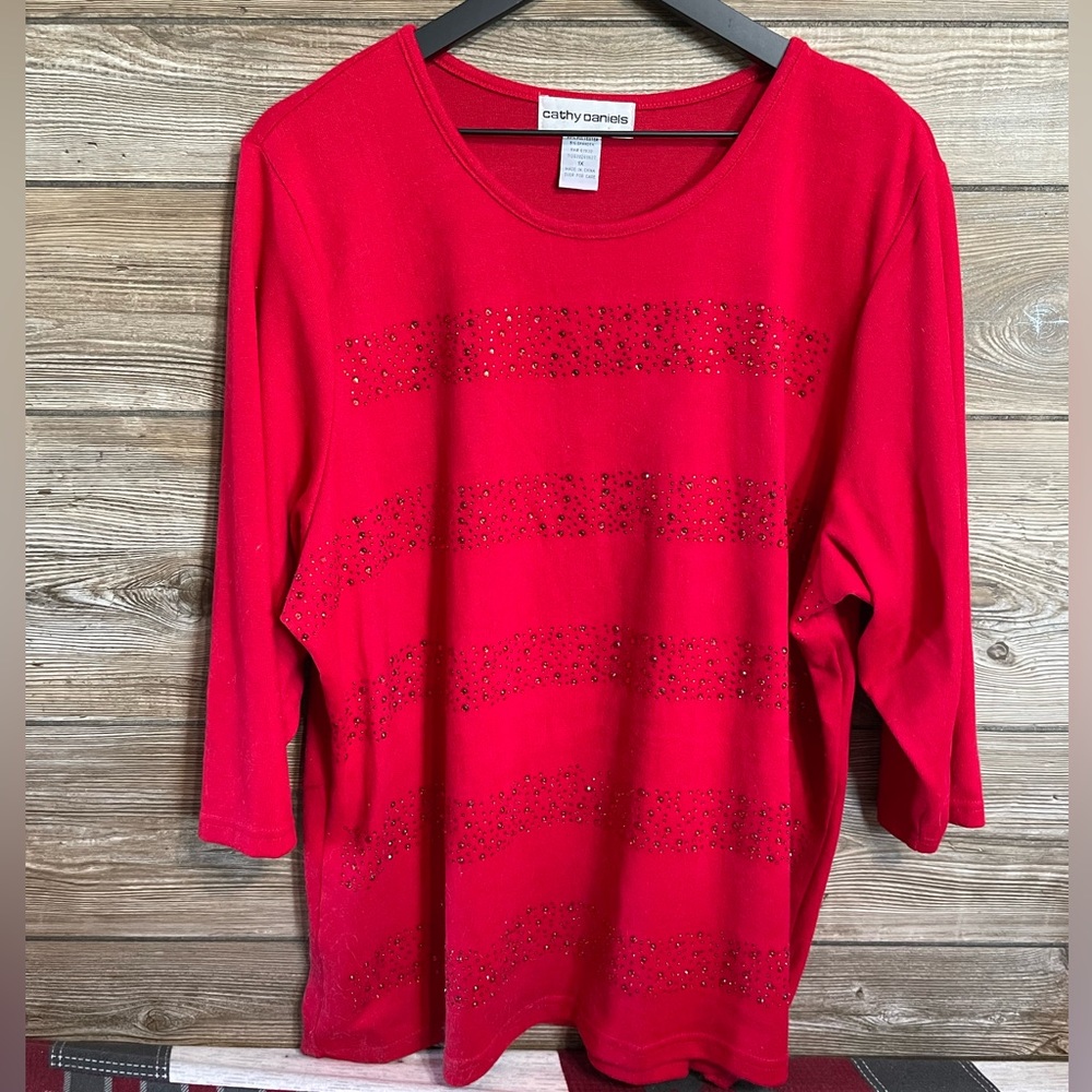 Cathy Daniels-  1X Red Sparkled Sweater only worn 3 times